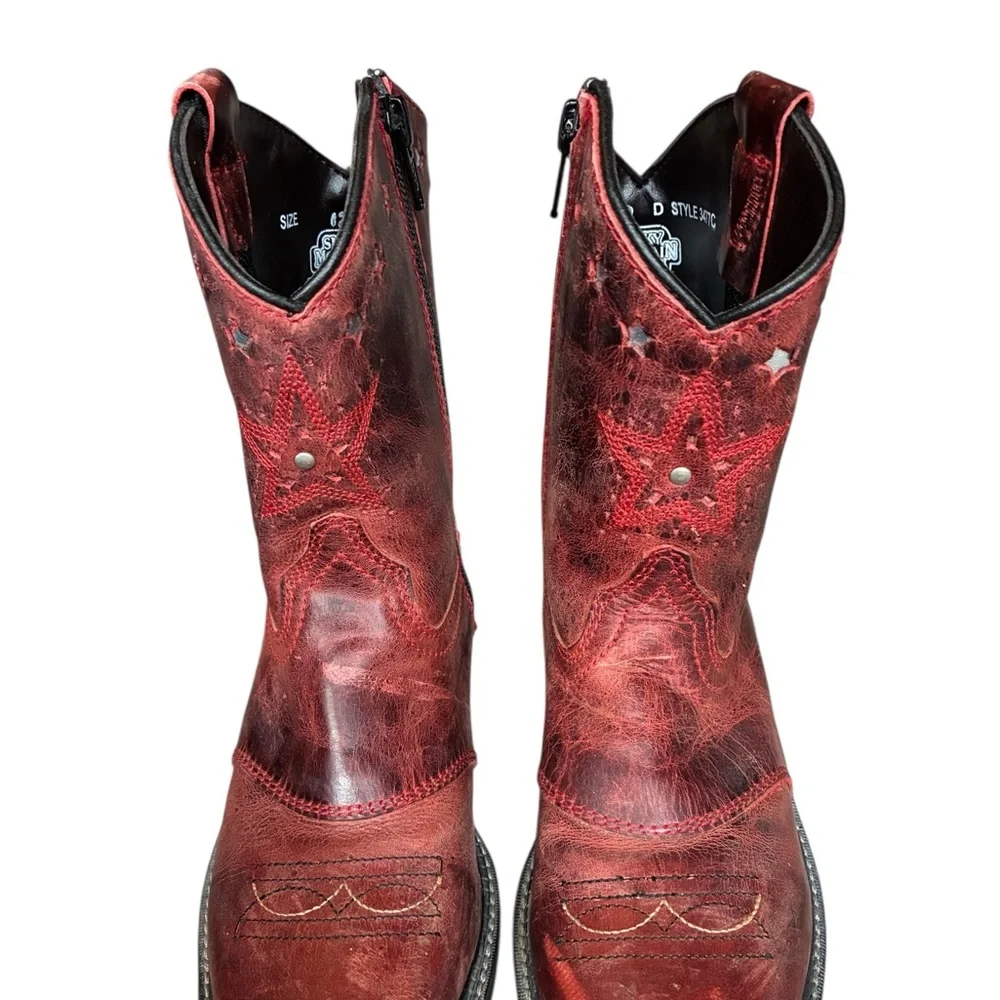 Smoky Mountain Boots Red Leather Cowboy Western Boots Youth 12 Unisex